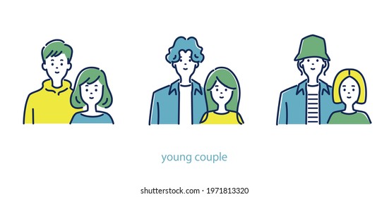 Illustration material of 3 young couples