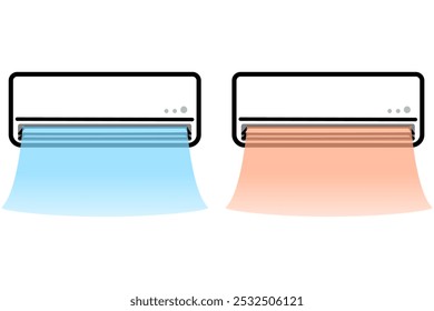 Illustration material of air conditioner cooling and heating functions.