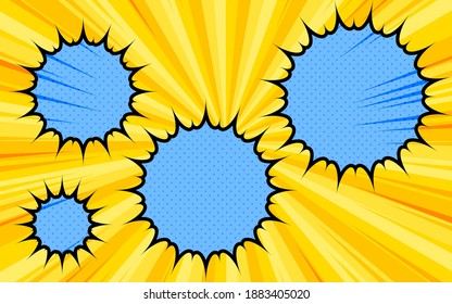 Illustration material: American comic style, pop balloons and background of dots and concentrated lines
