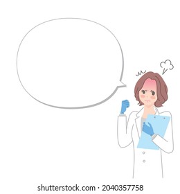 Illustration material of angry female doctor and speech bubble
