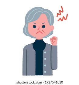 Illustration material of angry senior woman