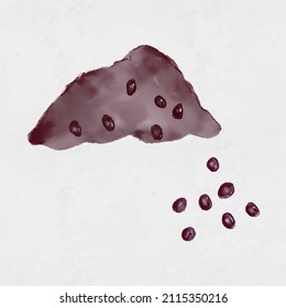 Illustration material of azuki beans in watercolor painting.