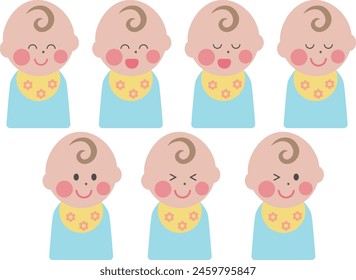 Illustration material of babies smiling happily