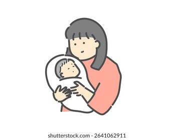 
Illustration material of a baby being held by a mother