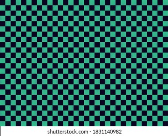 Illustration of material for background of checkered pattern (Green & Black).