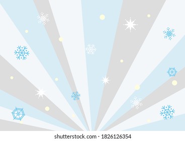 Es un material de ilustración del fondo y del cristal de nieve que se propaga radialmente a la imagen del invierno. Es una imagen vectorial.
