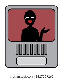 Illustration material of a bad person calling the doorbell