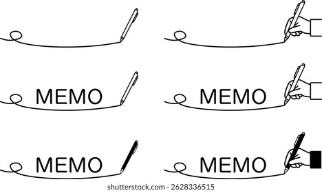 Illustration material of ballpoint pen and memo text underlining