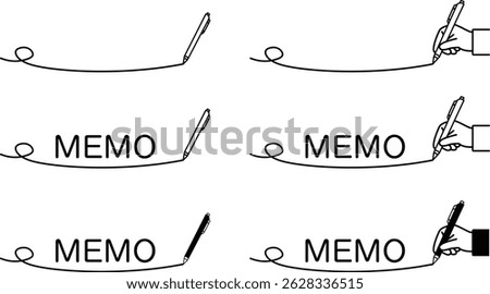 Illustration material of ballpoint pen and memo text underlining