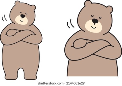 Illustration material of bear nodding with arms folded