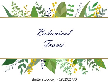 Illustration material of botanical frame with flowers and leaves (vector, white background, cutout)