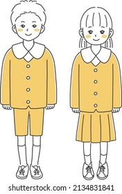 Illustration material of boy and girl in uniform
