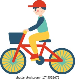 Illustration material for a boy riding a bicycle