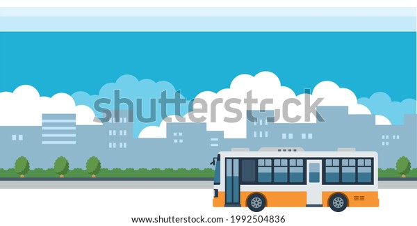 Illustration material of\
bus and cityscape