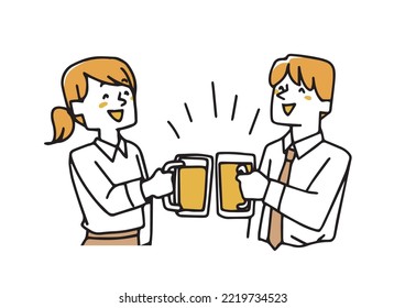  Illustration material of a business person having a drinking party