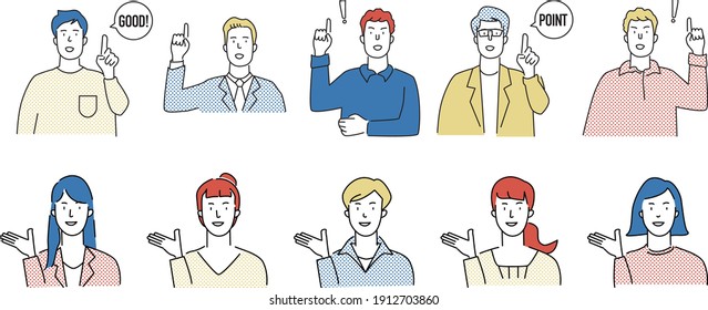 Illustration material of business person to introduce and guide