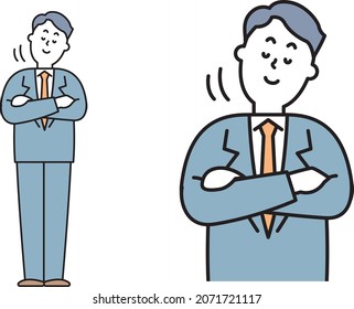 Illustration material of business person nodding with arms folded