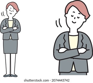 Illustration material of business person nodding with arms folded