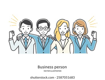 Illustration material of a business person putting his arm around someone's shoulder