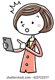 Illustration material: Business woman  phone operation