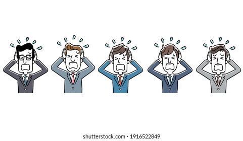 Illustration material: businessman, man, panic, set, collection