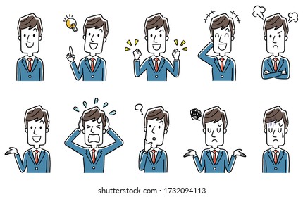 Illustration material: businessman, man, set, collection