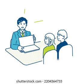 Illustration material of a businessman proposed to a young couple. vector.