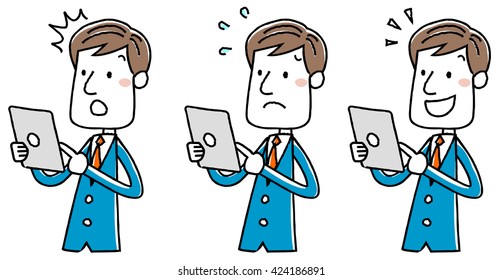 Illustration material: Businessman tablet computer operation