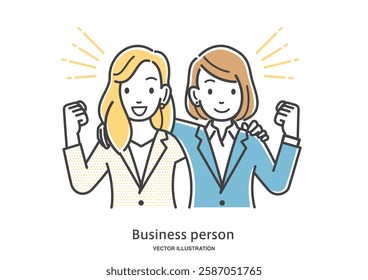 Illustration material of a businesswoman putting her arm around someone