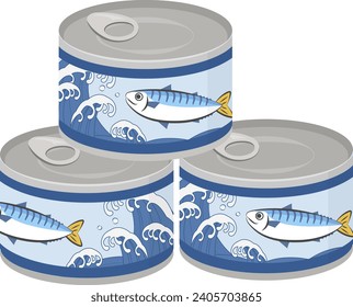 Illustration material of canned mackerel