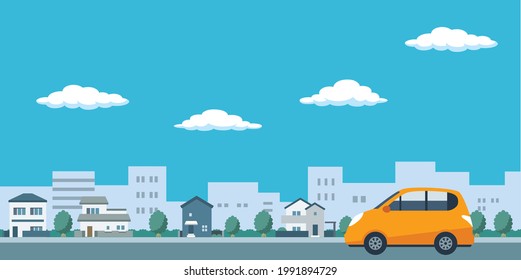 Material ilustrativo del automóvil y el paisaje urbano