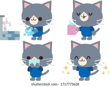 Illustration material of a cat gargle