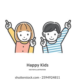Illustration material of a child appealing by pointing