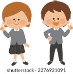Illustration material of a child pointing
