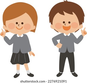 Illustration material of a child pointing