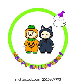 Illustration material of a child wearing a Halloween costume