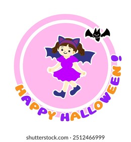 Illustration material of a child wearing a Halloween costume