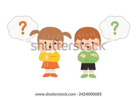 illustration material of children with doubtful expressions
