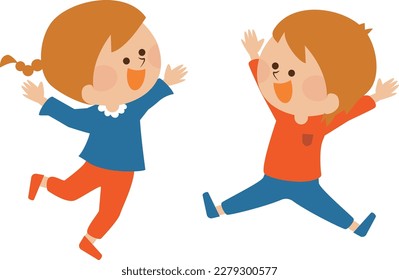 Illustration material of children jumping