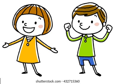 Illustration material: Children pose