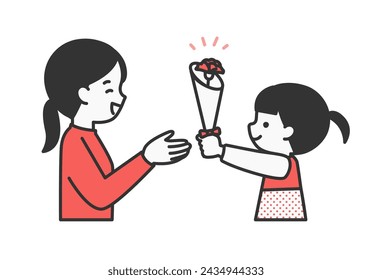 illustration material for children to present flowers