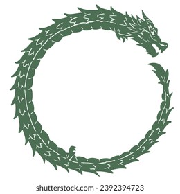 Illustration material of circular dragon silhouette