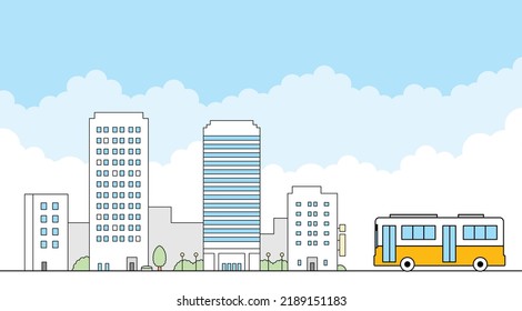 Illustration material of the city and bus.