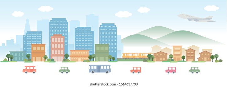 Illustration material of city drawn in vector