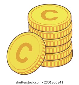 Illustration material of coin with C mark