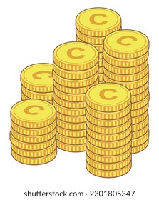 Illustration material of coin with C mark