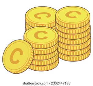 Material de ilustración de la moneda con marca C