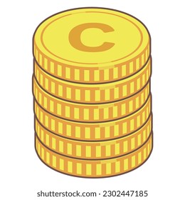 Illustration material of coin with C mark