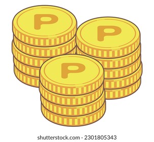 Illustration material of coin with P mark