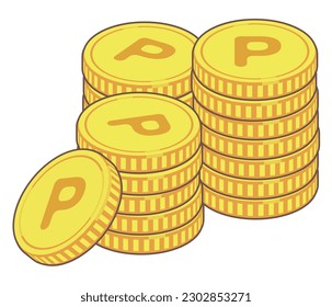 Material de ilustración de la moneda con marca P